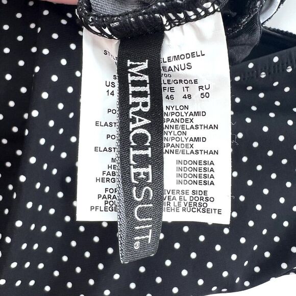 Miraclesuit Black White Polka Dot Tummy Control Slimming One Piece Swim Suit - Picture 6 of 7